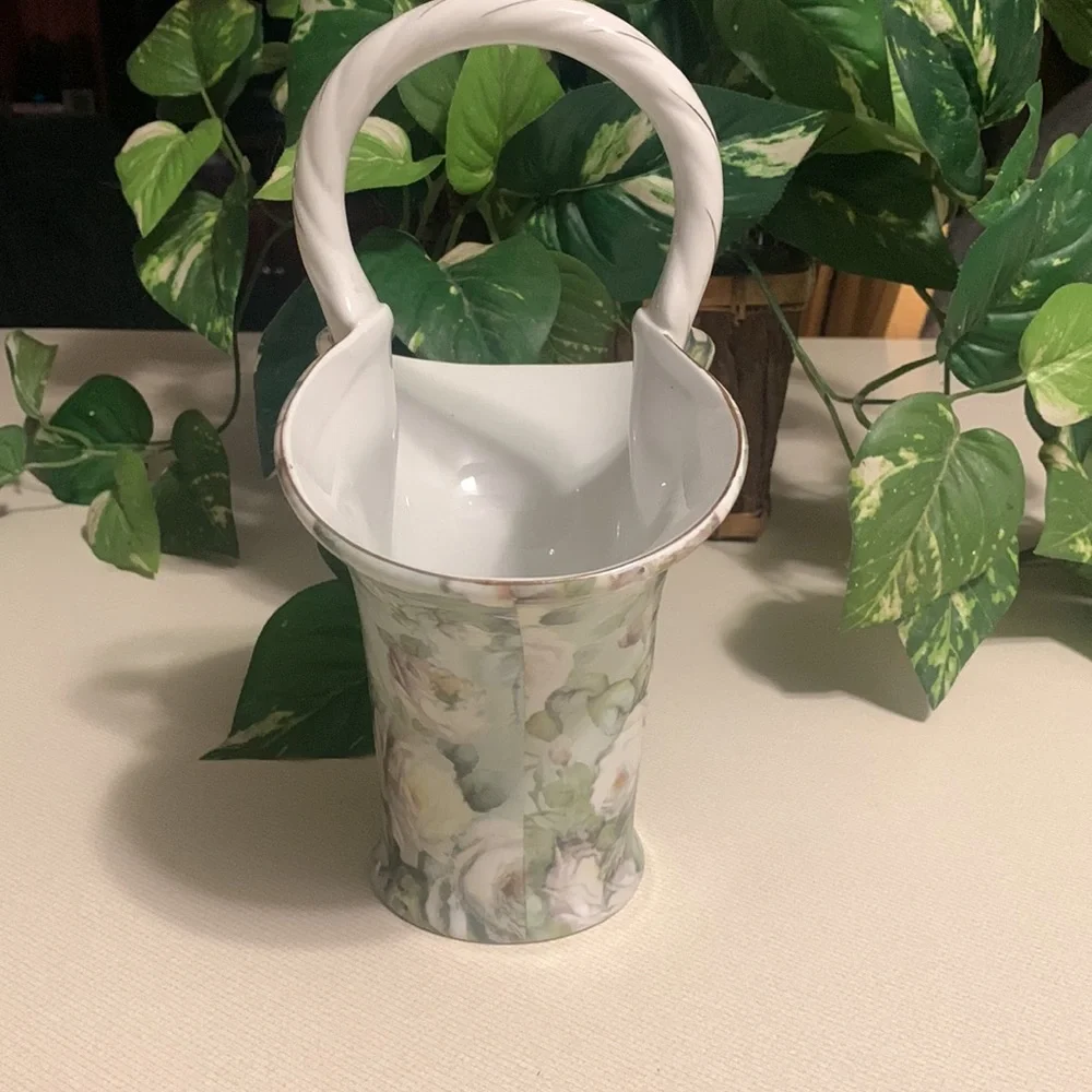 vintage Porcelain Formalities White Rose Vase by Baum